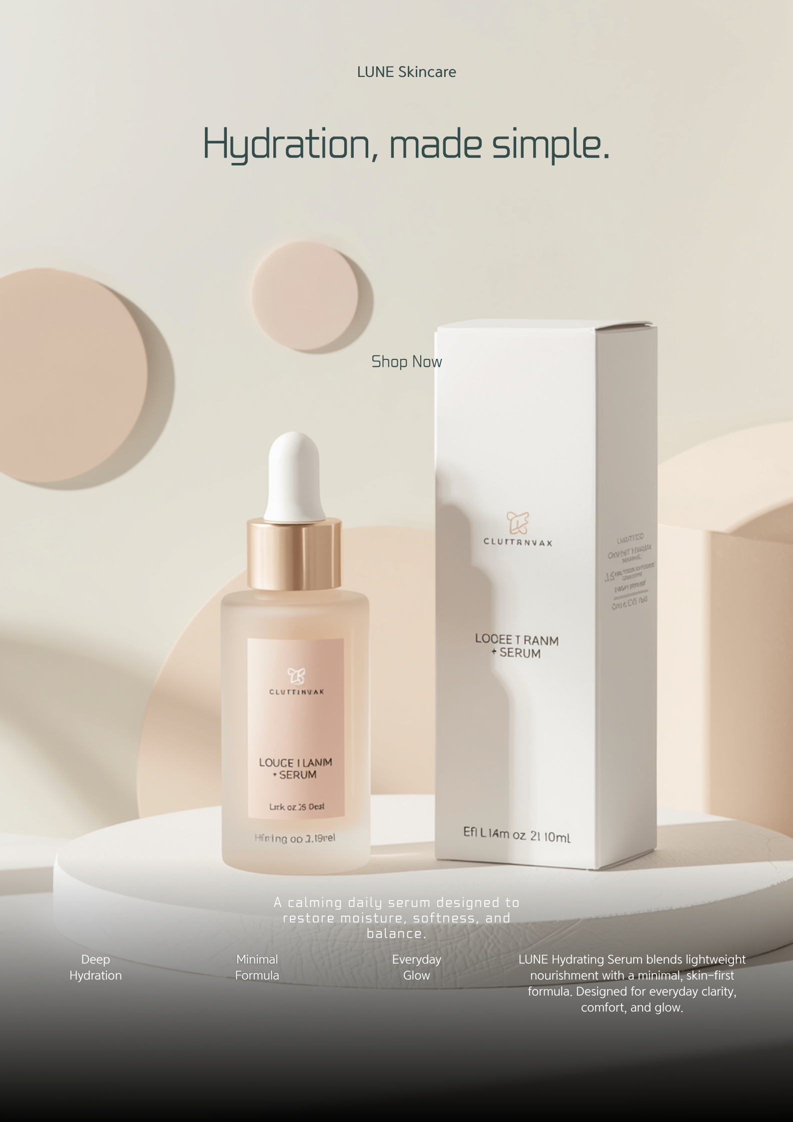 LUNE hydrating serum campaign mockup