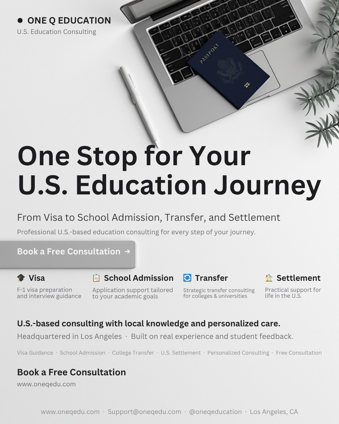 One Q Education brand advertisement mockup